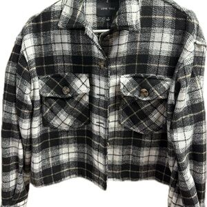 Love Tree Black and White Utility Jacket Modern Cropped Design